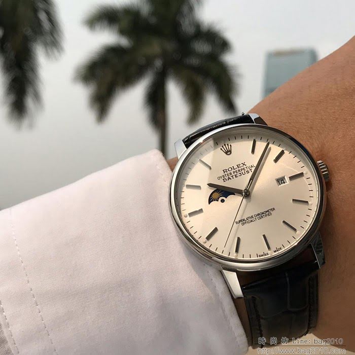 ROLEX勞力士 日月星辰系列 原裝進口8217機芯 5度防水 真月相 男士腕表  wssb3558